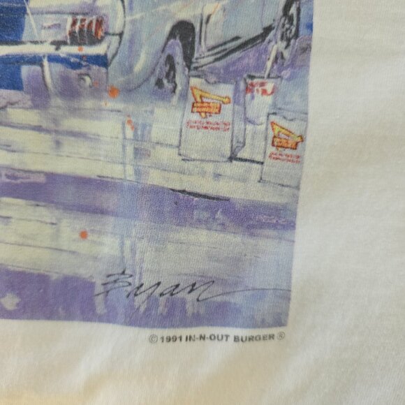 In-N-Out Burger T-Shirt L/S Southern California Classic Cars 1991 Vintage XL - Picture 6 of 10